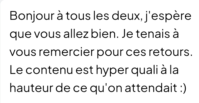 Avis client